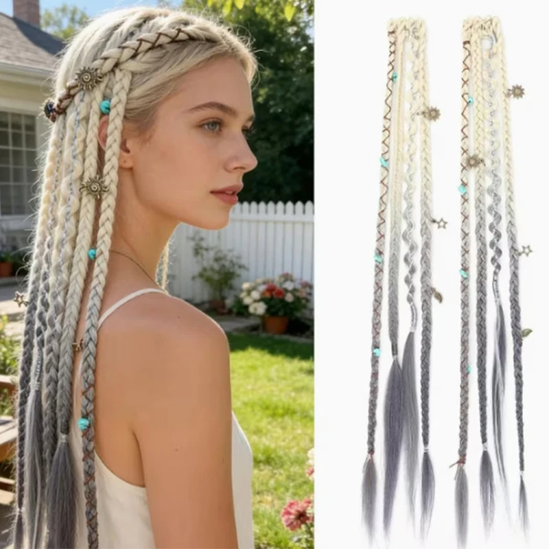 Bohemian Style Small Fried Dough Twists Braid Hairpiece Female Wig Braid BB Clip Style Hot Girl Boxing Braid