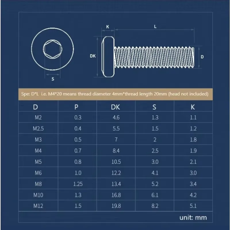 M6 M8 Large Flat Inner Hex Hexagon Socket Allen Head Furniture Screw Connect Joint Bolt 304 Stainless Steel Length 6mm to 150mm