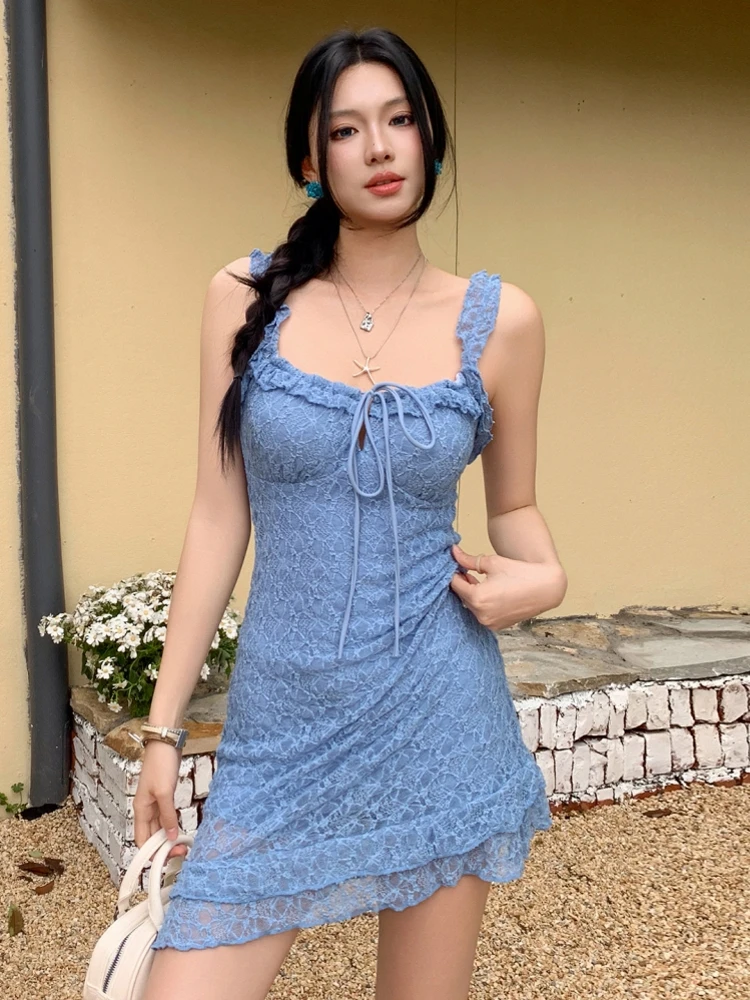 

Elegant Cover-up Women Mini Dress Fashion Sleeveless Blue Dresses Evening Ladies Street Party Vestidos 2026 Summer Cover Up