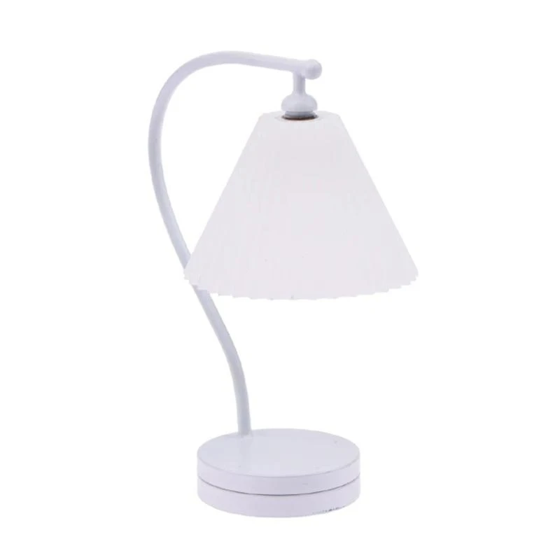 

G2TE Bedroom White Table Lamp Miniature Furniture Model Houses Accessory Realistic Lighting Toy Playset 1:12