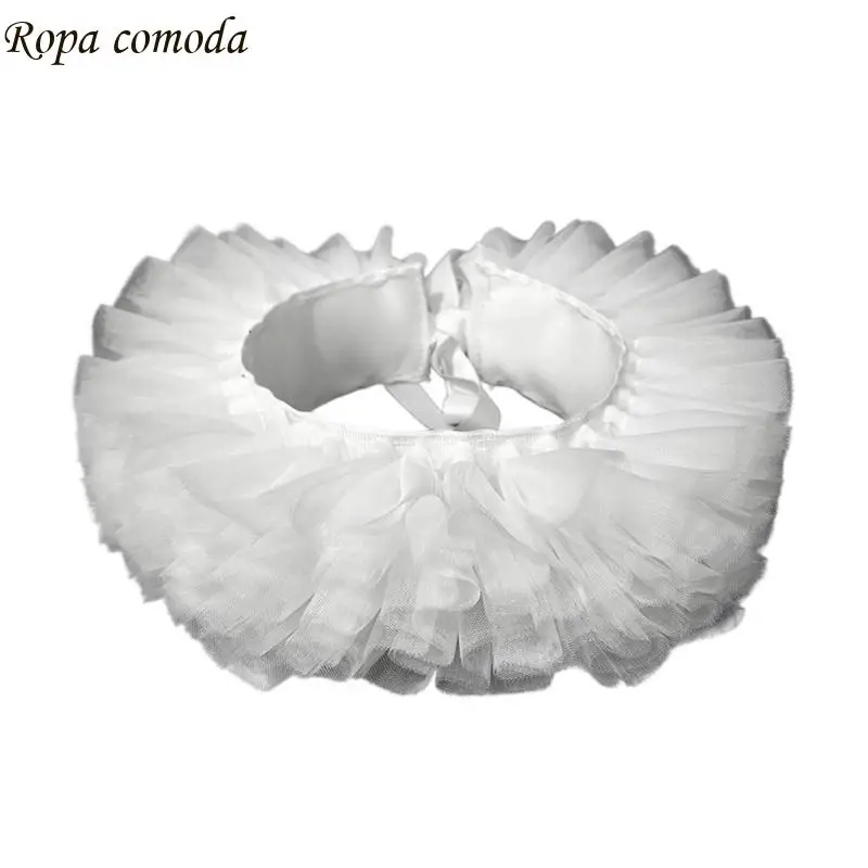 MXMA Ruffled Mesh Choker Faux Collar With Adjustable Tie Closure Layered Tulle Neck Ruff For Women Evening Dress Accessories