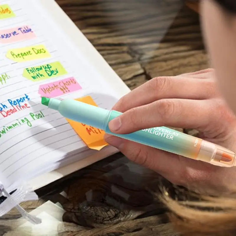 Двусторонний хайлайтер, 6 ручек-маркер, без кровотечения, гладкое письмо, двусторонние ручки для раскрашивания, подкладки, мелирования