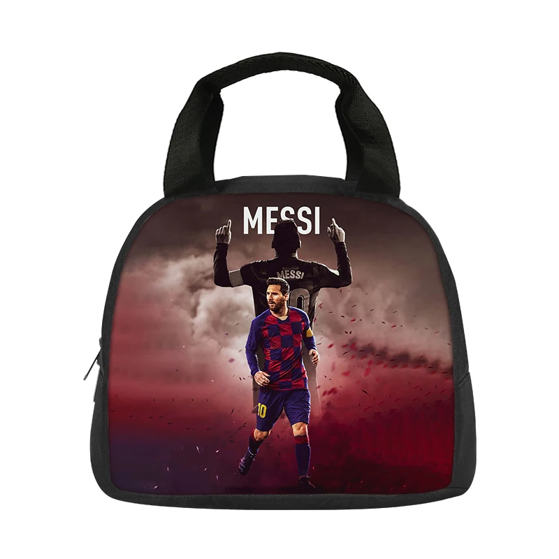 Reusable Thermal Cooler Lunch Box Insulated Lunch Bag Football Star M-Messi School Handbag Student Bento Food Container Bags