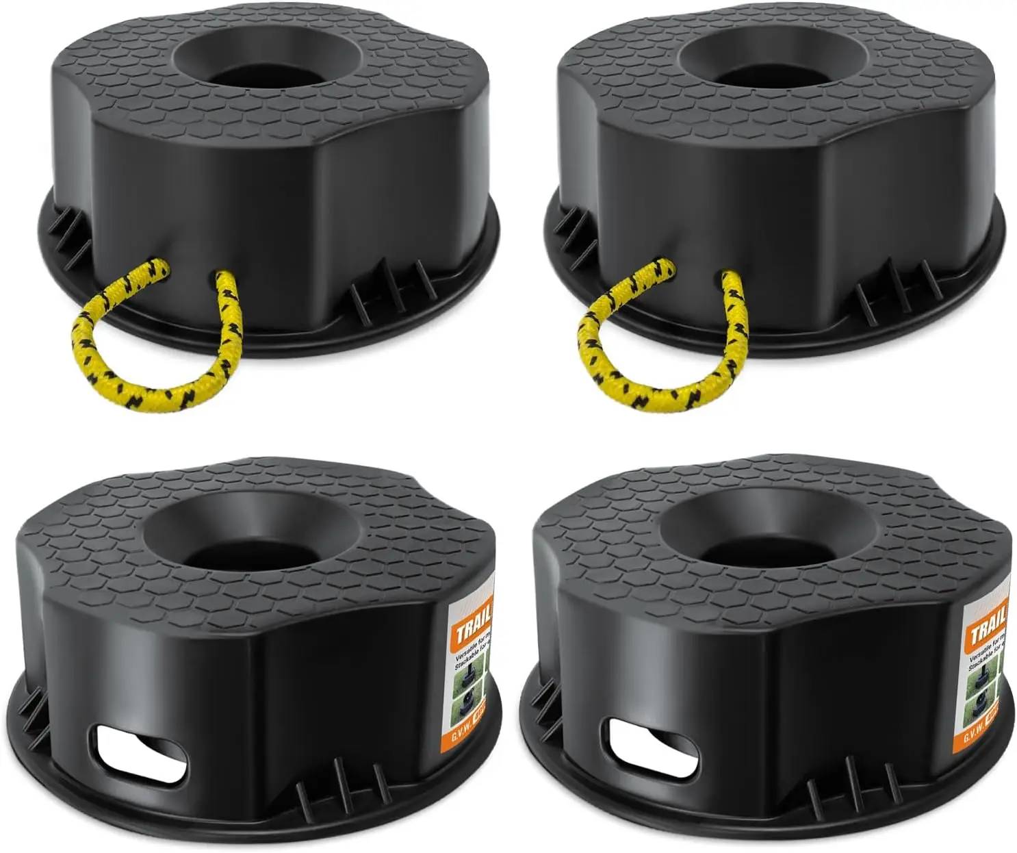 

4PCS RV Trailer Jack Blocks with Bag, Stabilizer for Travel Trailers, Tongue Jacks, Posts, Feet, 5th Wheels