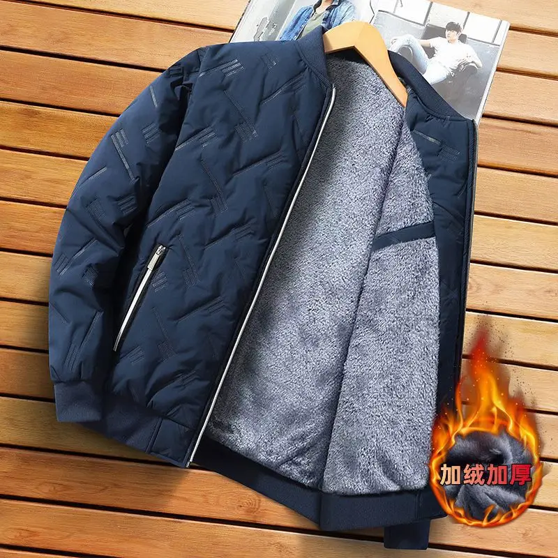 2024 neue Slim Fit Mantel Herbst Winter Bomber jacke Männer Rautenmuster Fleece gefüttert Freizeit jacke Männer Mode Kleidung