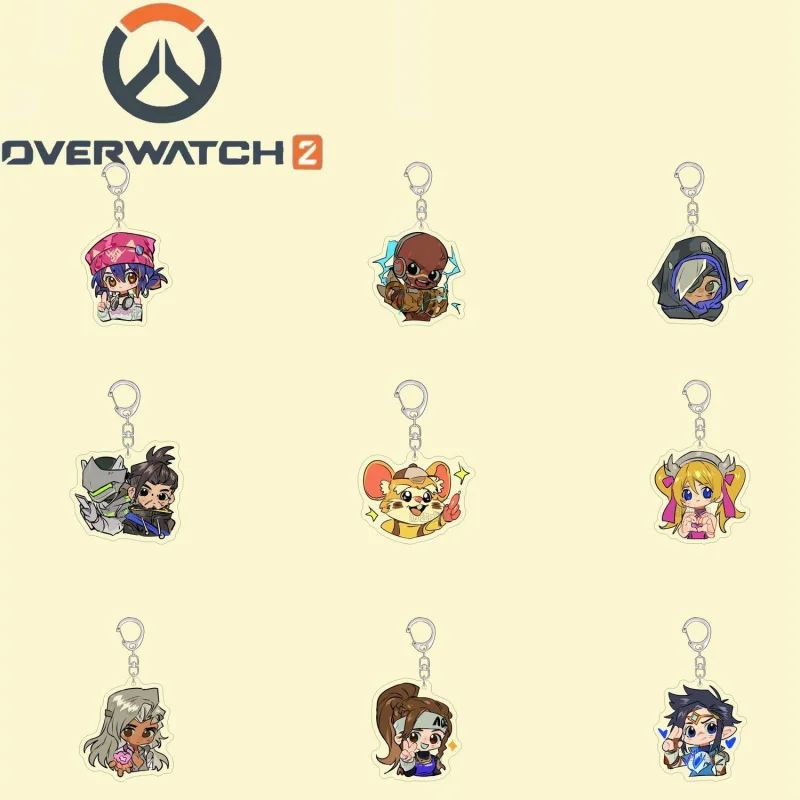 Брелок Overwatch в стиле аниме Pharah Cole Cassidy Genji Sombra, мужской брелок для ключей для женщин, модная фигурка, акриловый брелок, кулон, подарки Брелок Overwatch в стиле аниме Pharah Cole Cassidy Genji Sombra, мужской брелок для ключей для женщин, модная фигурка, акриловый брелок, кулон, подарки