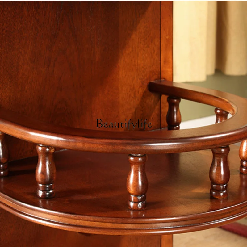

American solid wood room retro partition cabinet European foyer cabinet living room pastoral wine cabinet double-sided