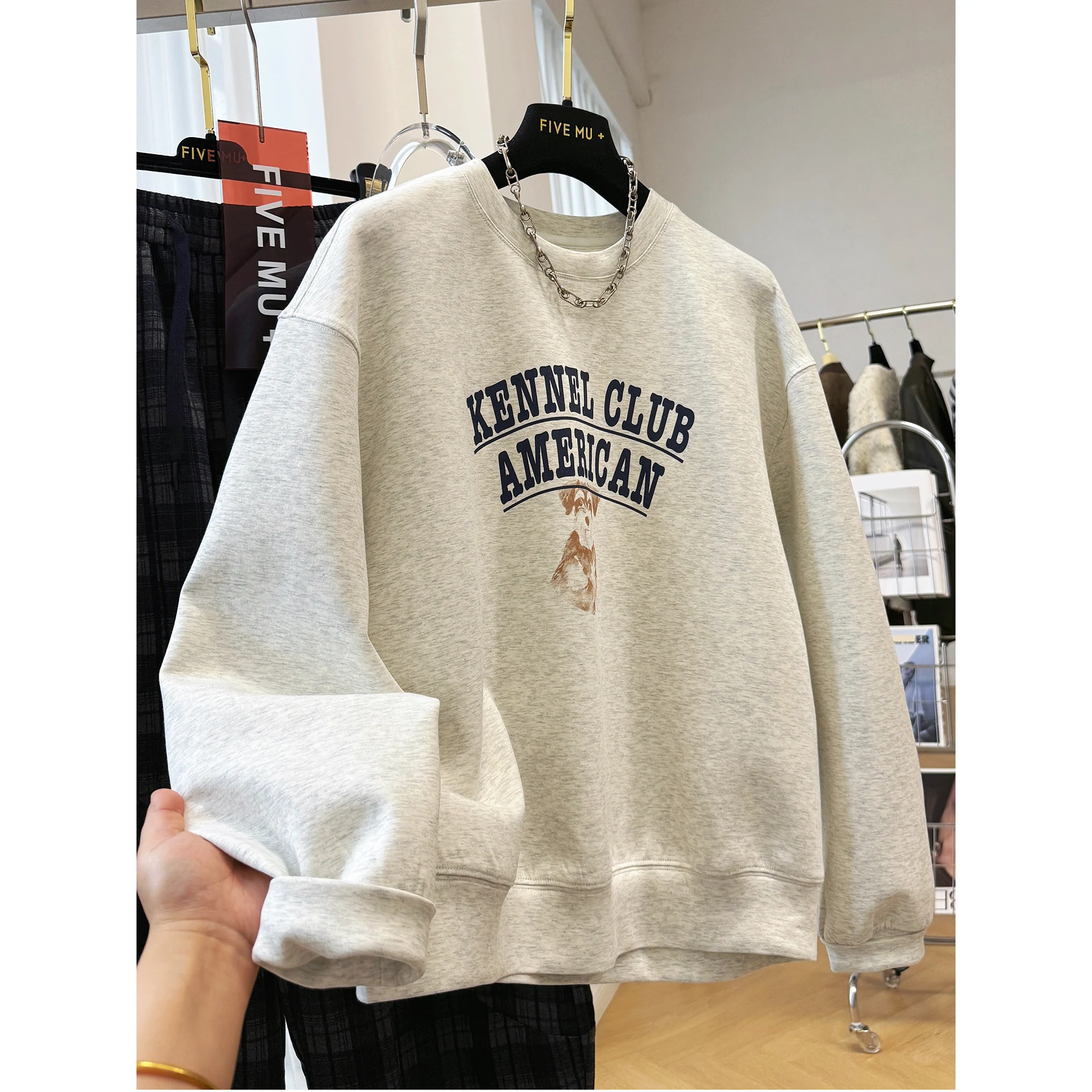 Outlet marca Casual redondo Ne Hatl sudadera mujer prendas de vestir exteriores versátiles Otoño Invierno nuevo Sle suelta ajuste largo Sve