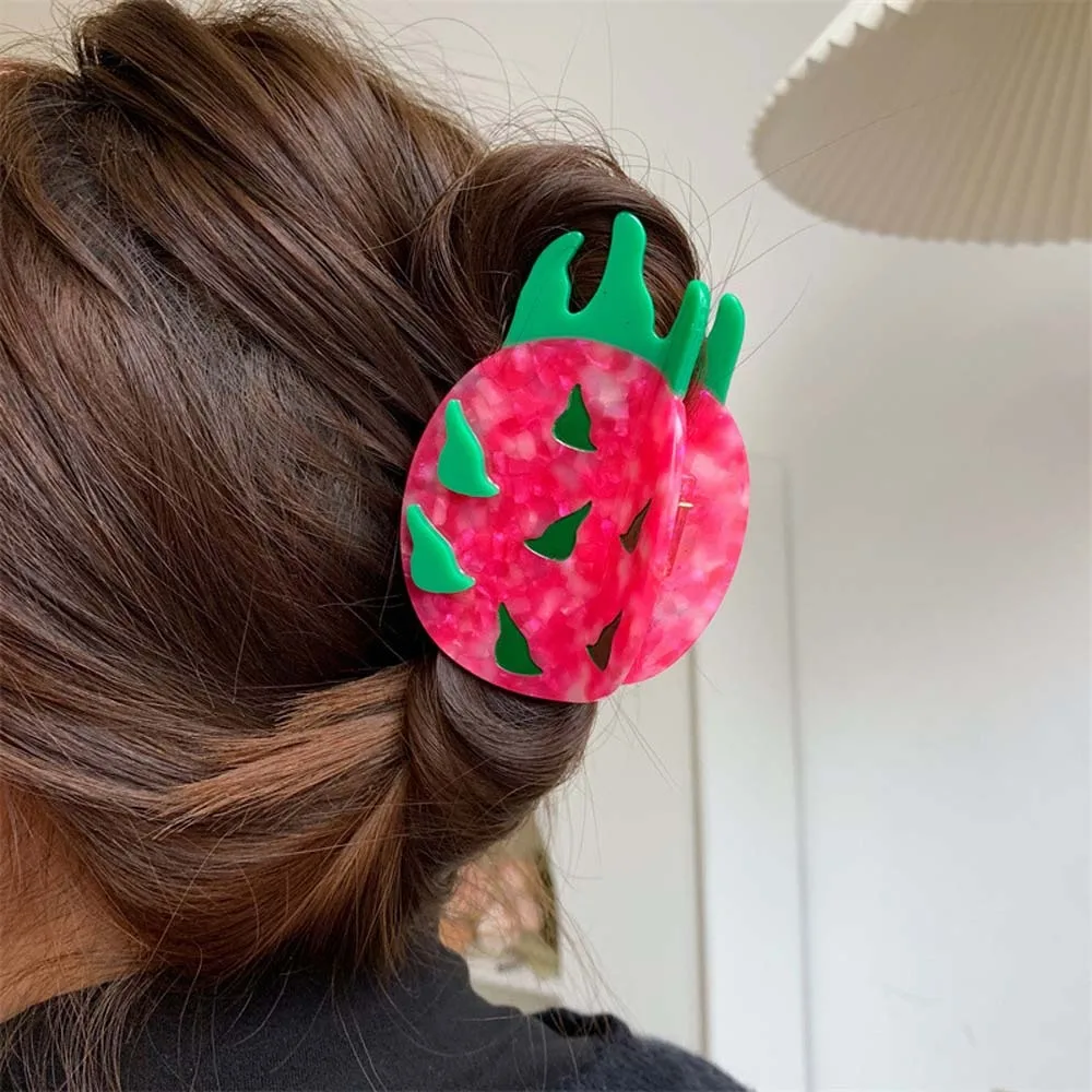 Fashion Waterproof Fruit Shark Clip Korean Style Hairgrips Acetic Acid Hair Claw Pitaya Gourd Acrylic Hair Accessories Women