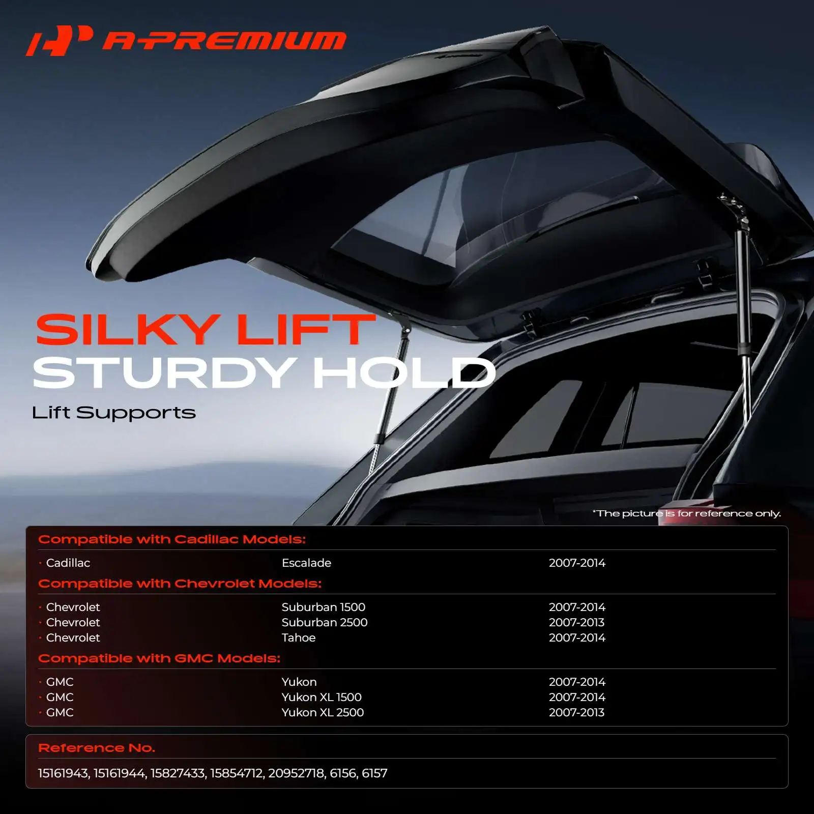 A-Premium 4x Tailgate+Rear Window Lift Supports for Chevrolet Tahoe Suburban 1500 2007-2014 Suburban 2500 GMC Yukon 2007-2014