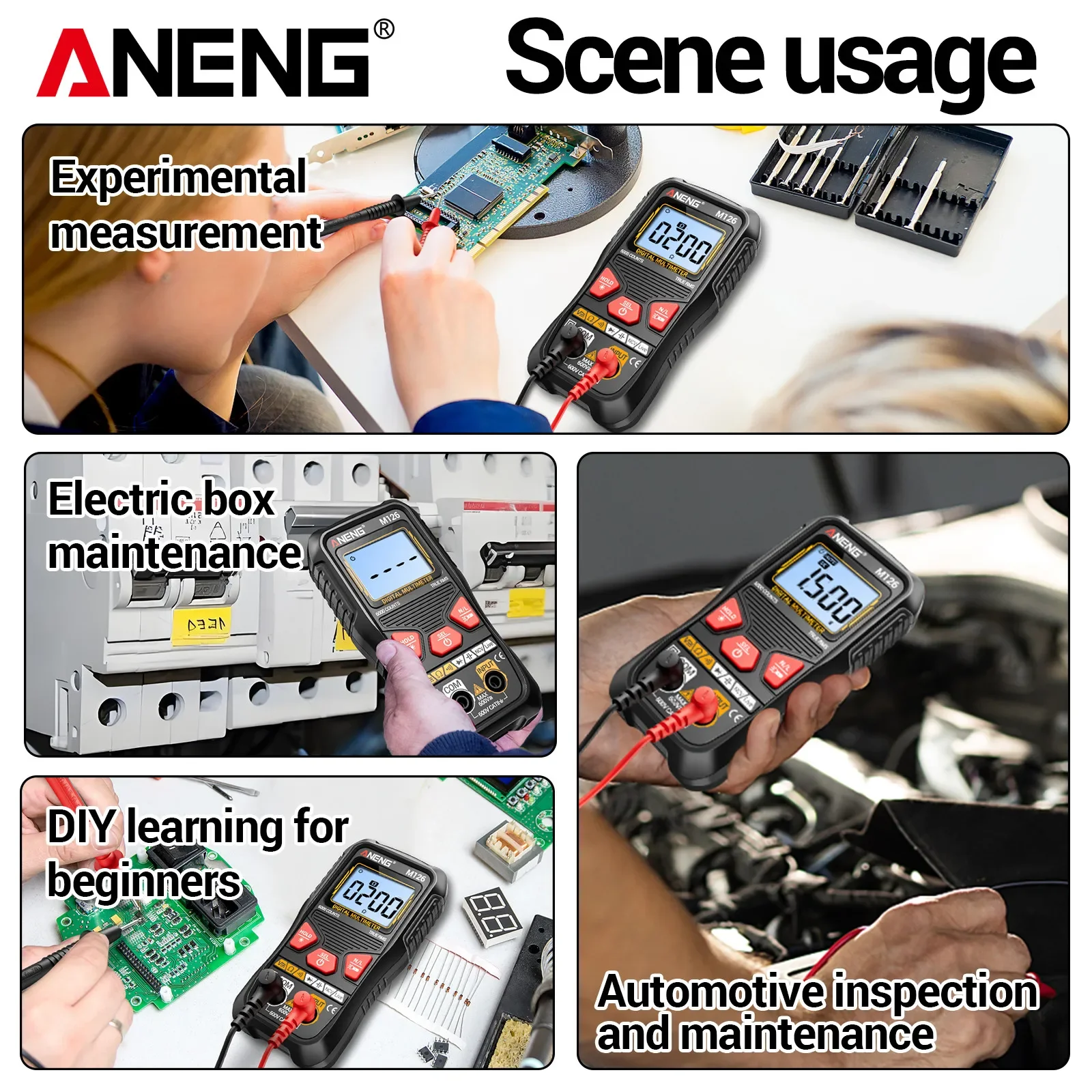 ANENG M126 high-precision multimeter for AC/DC 600V voltage 40MΩ resistance measurement identification of neutral and live wires