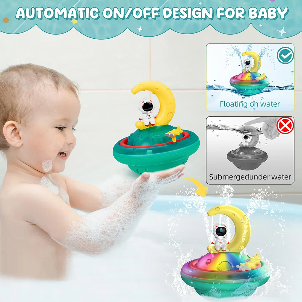 Babybadspeelgoed Sproei Water Rotatie Verlicht Automatische Inductie Sprinkler Douche Met Led Badkuip Zwembad Speelgoed Cadeau Voor Peuters