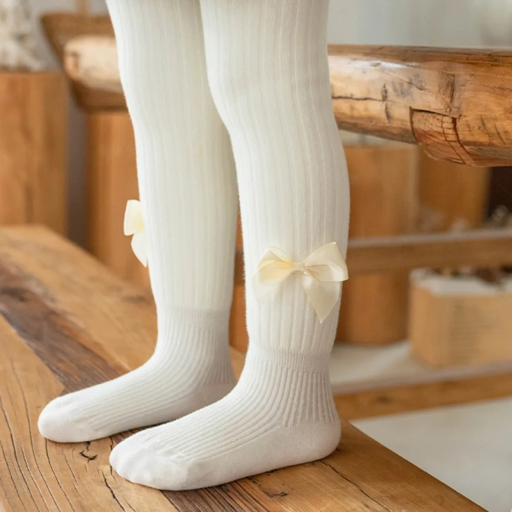 Cute Velvet Bow Cashmere Tights Thickened Cotton Warm Tights Toddler Stocking Children Pantyhose Kid