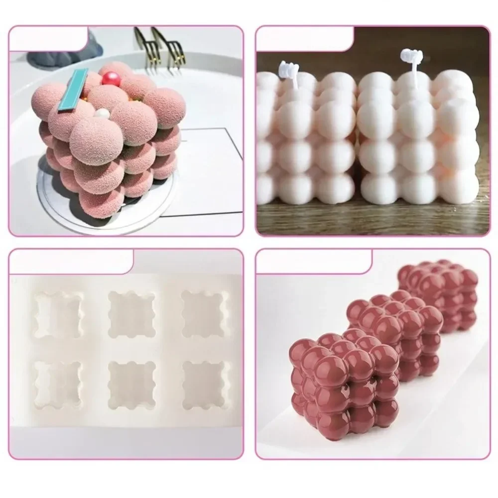 Candle Mold Silicone DIY Cubic Bubble Ball Square Sphere Resin Gypsum Ceramic Mold Halloween Decor Party Gift Home Art Craft view 3