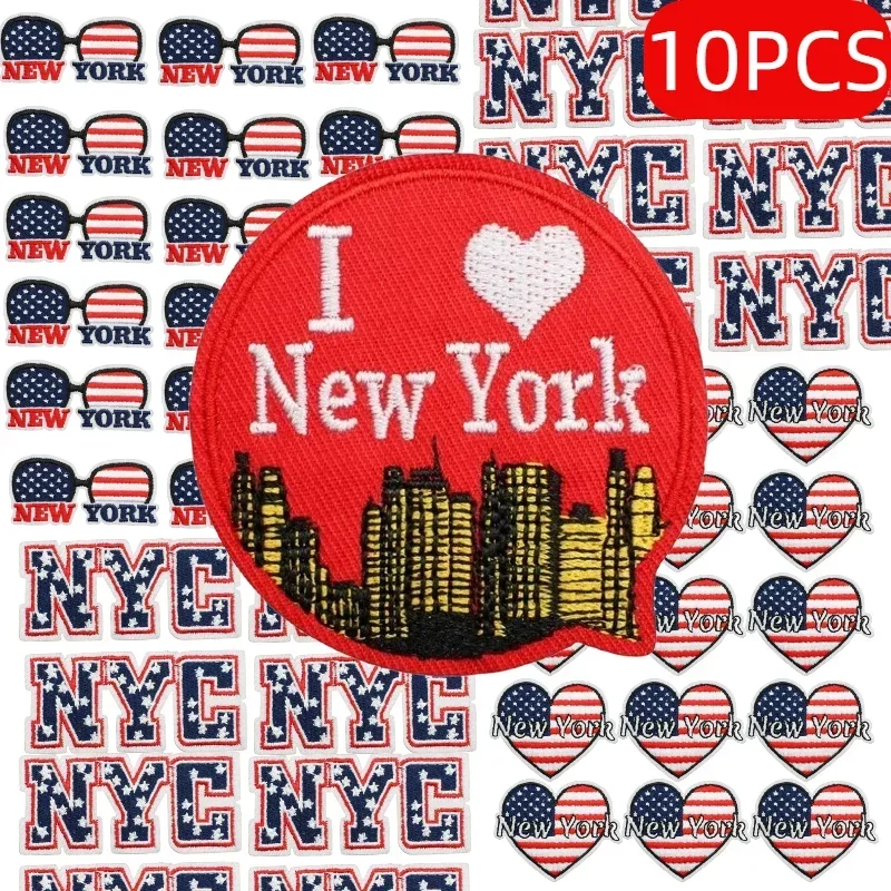 Lots of USA New York City Travel Embroidered 10/100PCS WholesaleIron on Patches Statue of Liberty Set of Iron on Patch