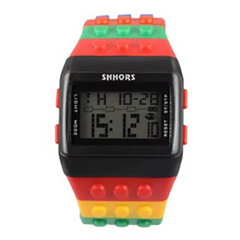 

UTHAI Colorful Building Blocks DIY Digital Electronic Student Watch Leisure Sport Fashion Multifunctional Children Watch CE145