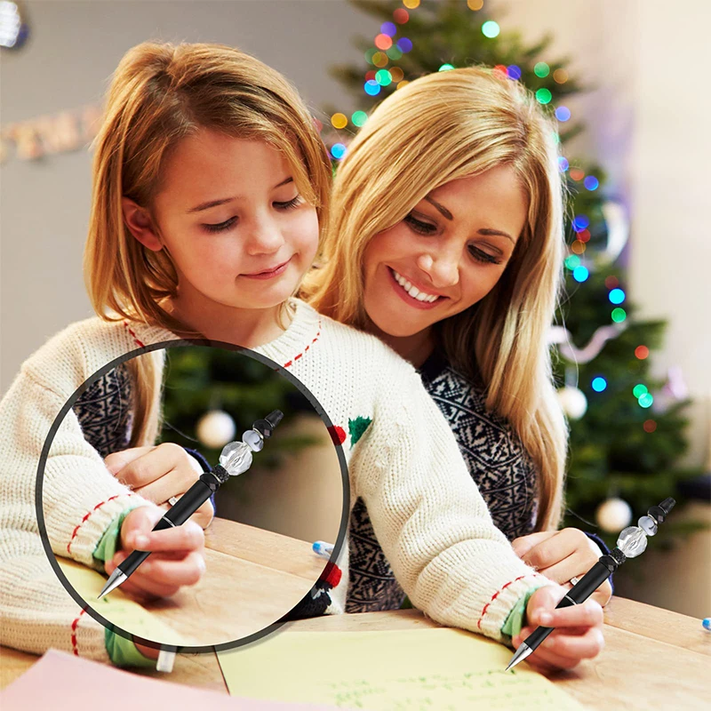 50 szt. Paciorków z plastikowe pióro koralików czarny tusz kulkowe długopisy szkolnych materiałów biurowych