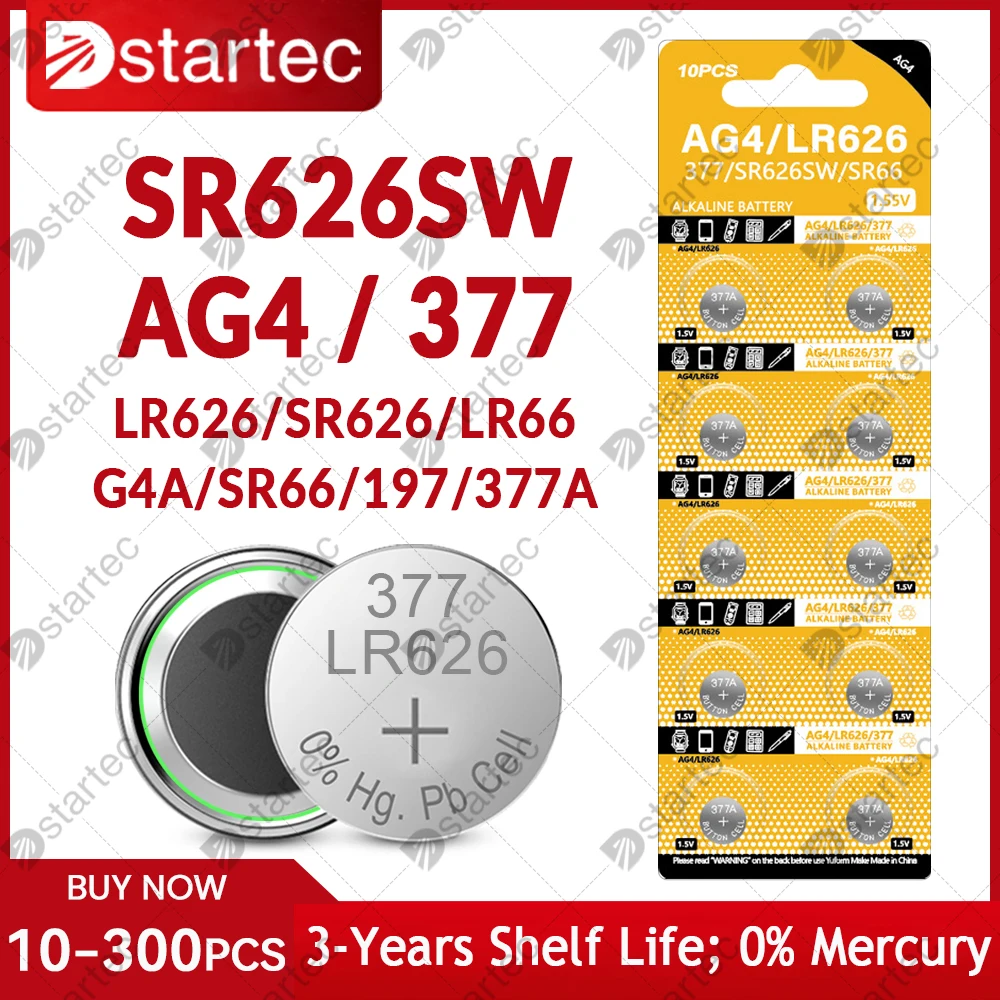 1.55V LR626 AG4 377A 377 177 376 SR66 626A L626 Button Batteries For Watch Toys Remote SR626SW AG 4 Cell Coin Alkaline Battery