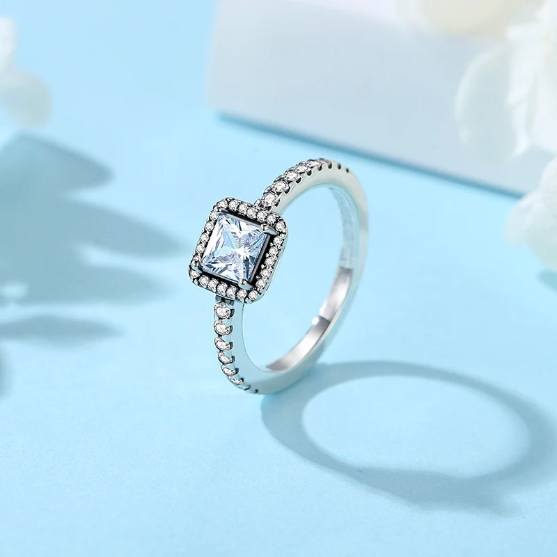 Original 925 Sterling Silver Rings For Women Love Heart Crown Engagement Wedding Pave CZ Ring Rose Gold Luxury Jewelry Gift image 5