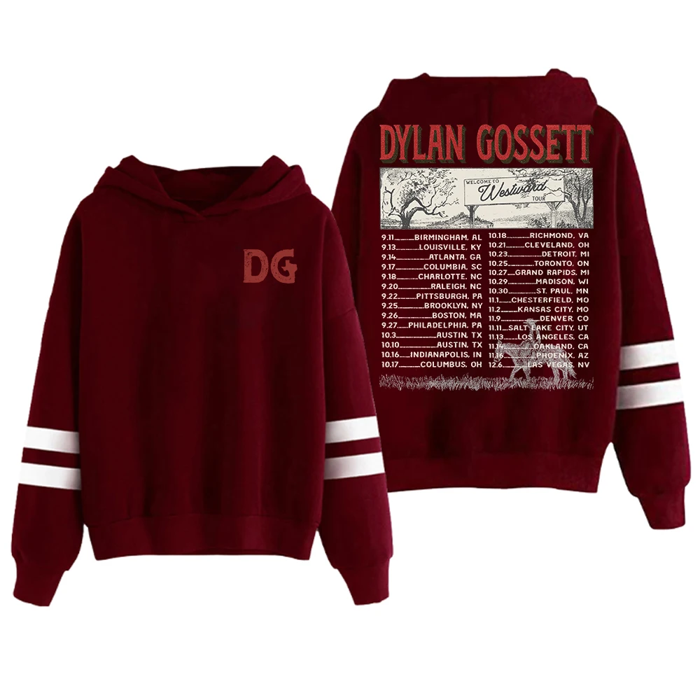 سترة GF Dylan Gossett The Westward Tour 2025 بغطاء للرأس بدون جيوب وقضبان متوازية وأكمام ملابس الشارع الشهير للنساء والرجال مع قلنسوة
