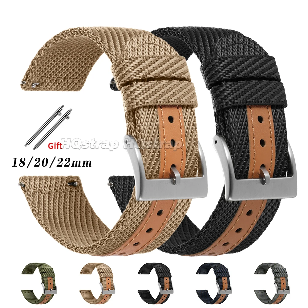 Nylon Canvas Watch Band 18mm 20mm 22mm Strap Quick Release Sport Bracelet for Huawei GT6/5/4 Replacement Wrist Band Accessories