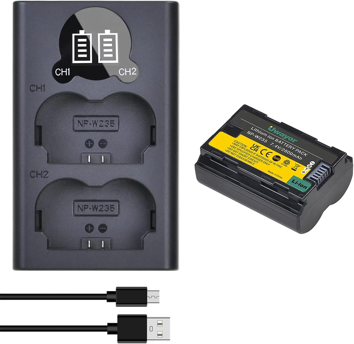 

Uwayor NP-W235 Battery and Charger Set Replacement Battery for Fujifilm X-H2S, X-H2, GFX 50S II, GFX 100S, X-T4, X-T5, VG-XT4