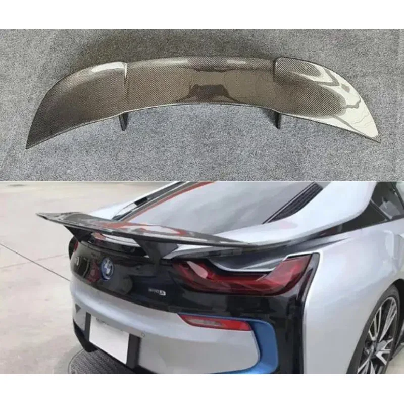 

Real Forging Carbon Fiber Car Rear Wing Trunk Lip Spoiler For BMW i8 2014 2015 2016 2017 2018 2019 2020 2021