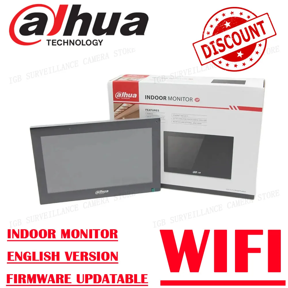 

Dahua Intercom VTH5341G-W 10inch WiFi IP Indoor Monitor Touch Screen Built-in Speaker Wireless Video Doorbell Home Security