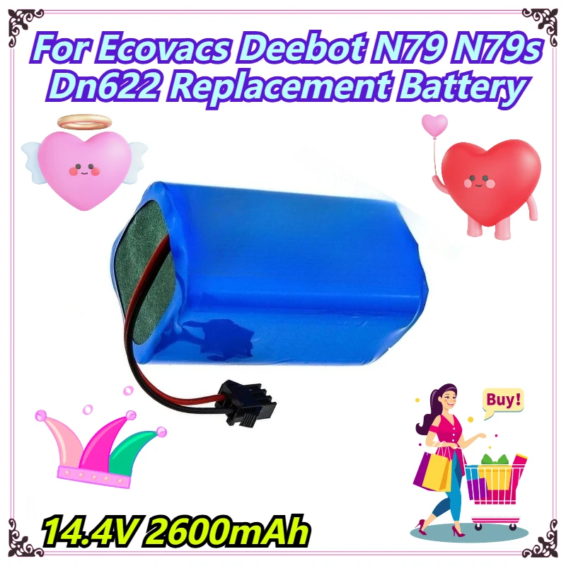 

14.4V 2600mAh For Ecovacs Deebot N79 N79s Dn622 Replacement Battery