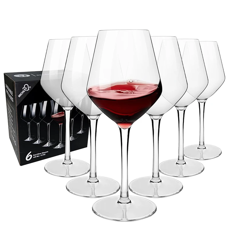MICHLEY 15oz Unbreakable Tritan Plastic Wine Glass Picnic Set Reusable Luxury Glassware For Party Barware Outdoor Dishwasher