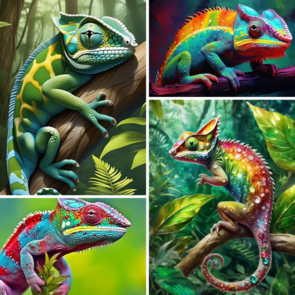 

Diy 5D Lizard Diamond Painting Tropical Forest Chameleon Reptile Poster Full Rhinestones Needlework Wild Animals Nursery Decor