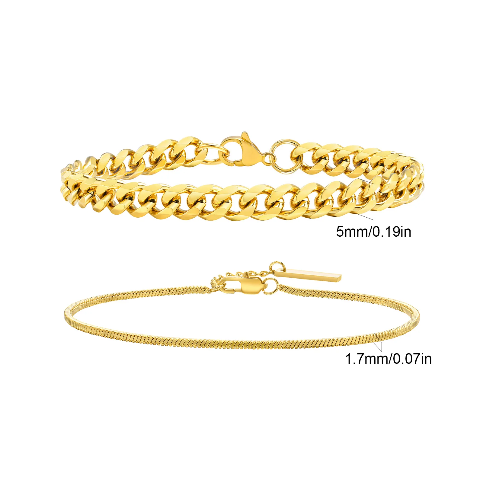 2 stuks heren kettingarmbanden, roestvrij staal zilver goud zwart kleur twist touw ketting polsbandje, trendy Cubaanse schakelkettingen cadeau