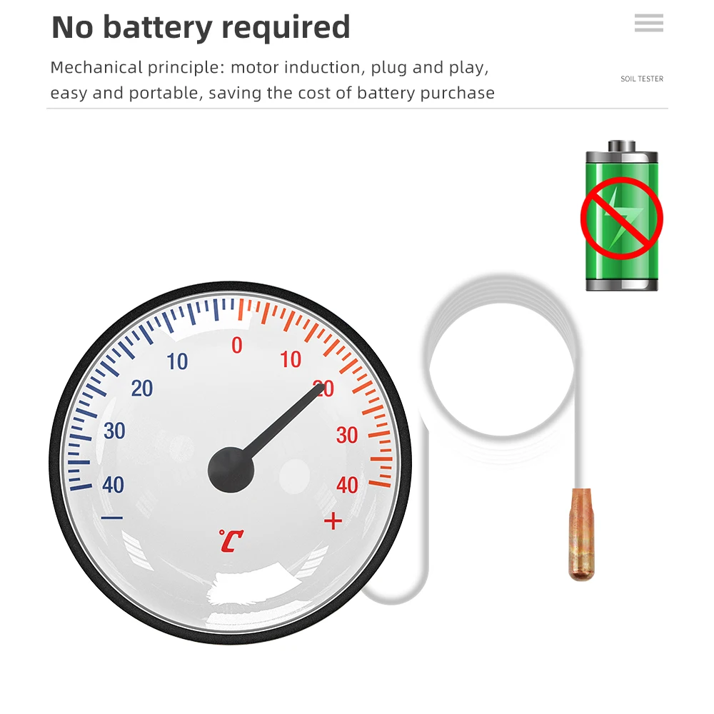 Dial Thermometer with 1.4m Capillary Tube Household Usage Indoor Temperature Gauge -40~+40℃/10-120℃ for Refrigerators Oven