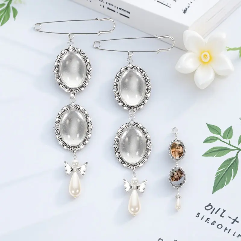 

2Pcs Premium DIY Photo Pendant Charms Smooth Burrs-Free for Bouquet Accessories Wedding Memory Keepsake Picture Frame Charm