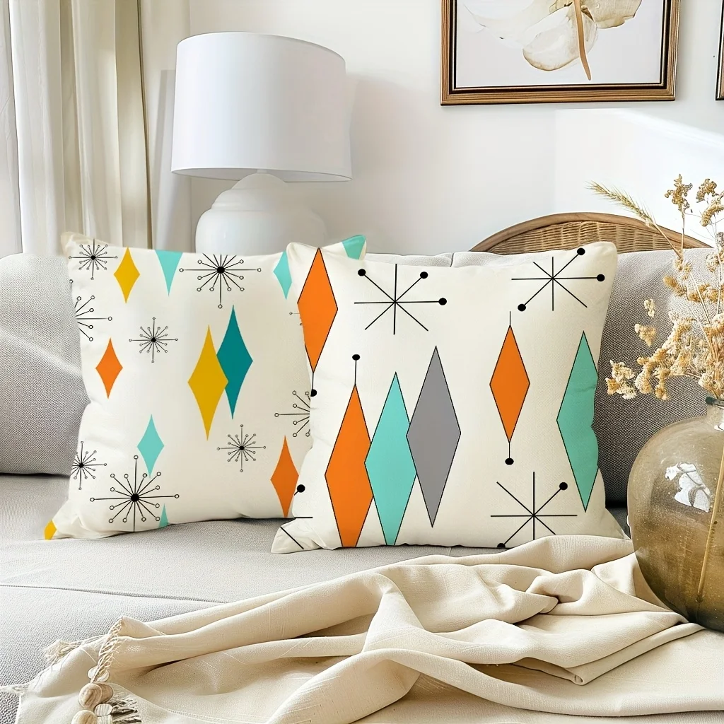 4-Piece Set, Modern Geometric Bohemian Abstract Pattern Cushion Cover, Chic Polka Dot Classic Art Home Decoration Pillowcase, *