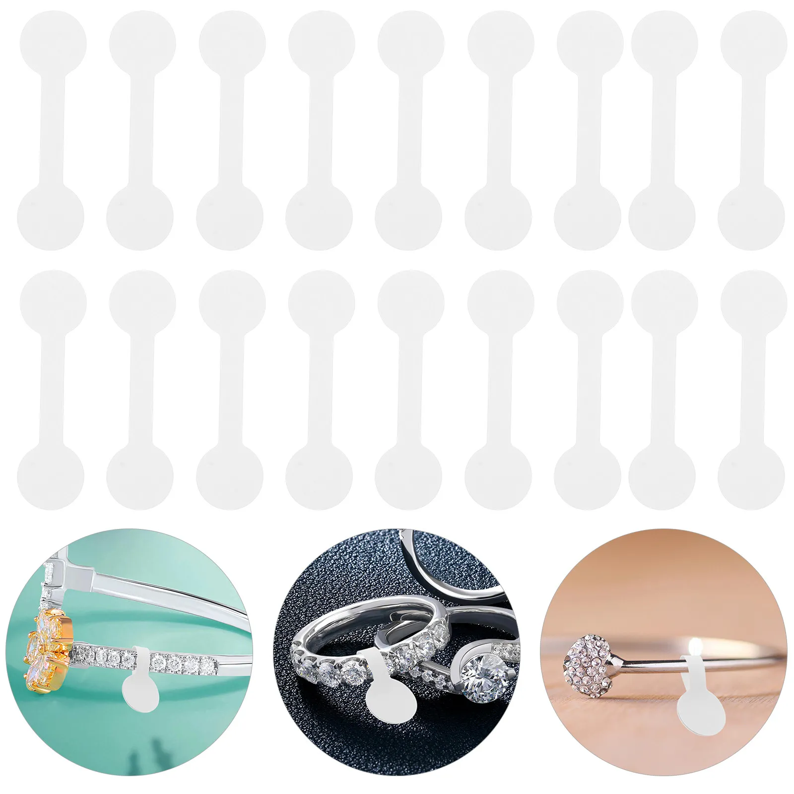 

100Pcs Blank Jewelry Pricing Tags Self Adhesive White Paper Label Tags for Ring Necklace Earring Bracelet Display Retail