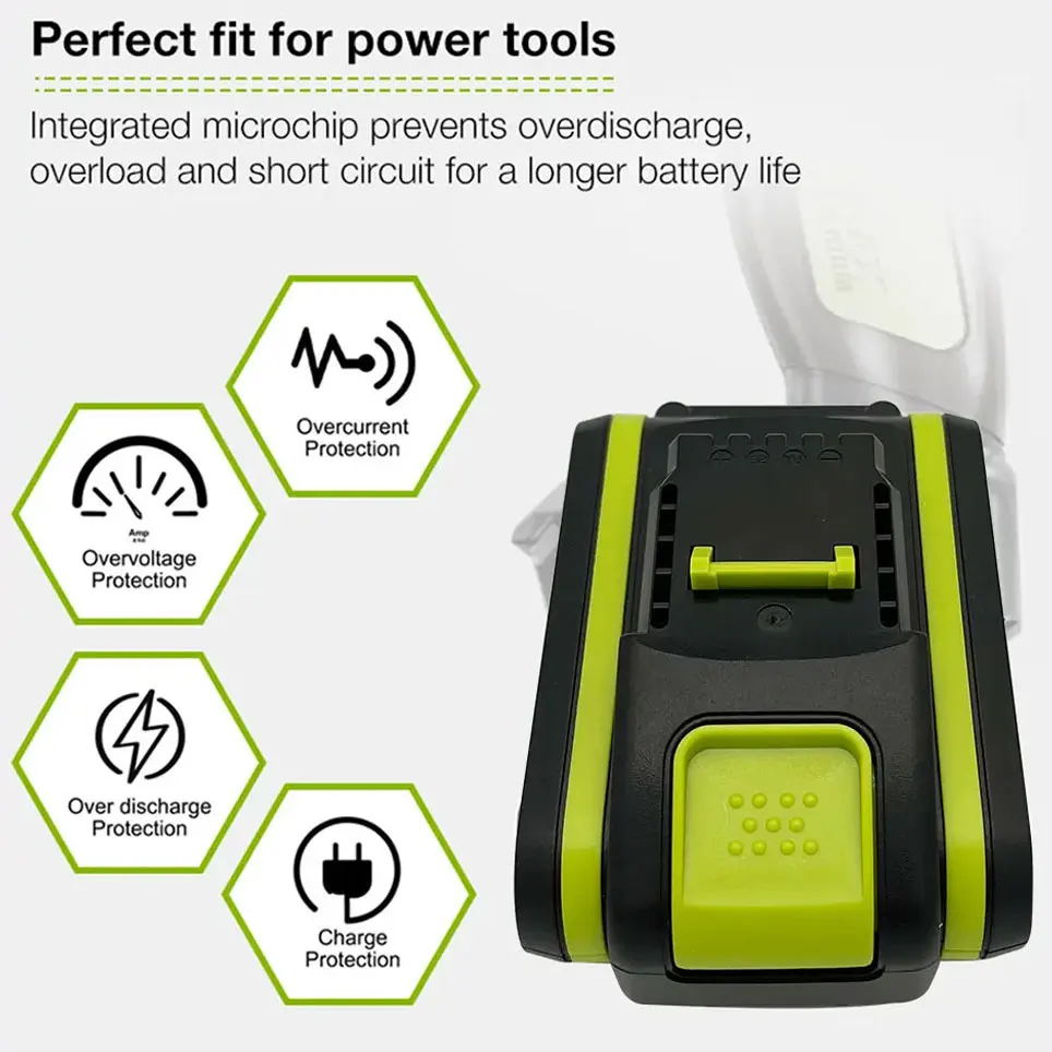 Imagem -03 - Bateria Recarregável de Substituição para Worx Novas Ferramentas Elétricas Bateria de Lítio 20v 4.0ah Wa3551 Wa3553 Wx390 Wx176 Wx178 Wx386 Wx678