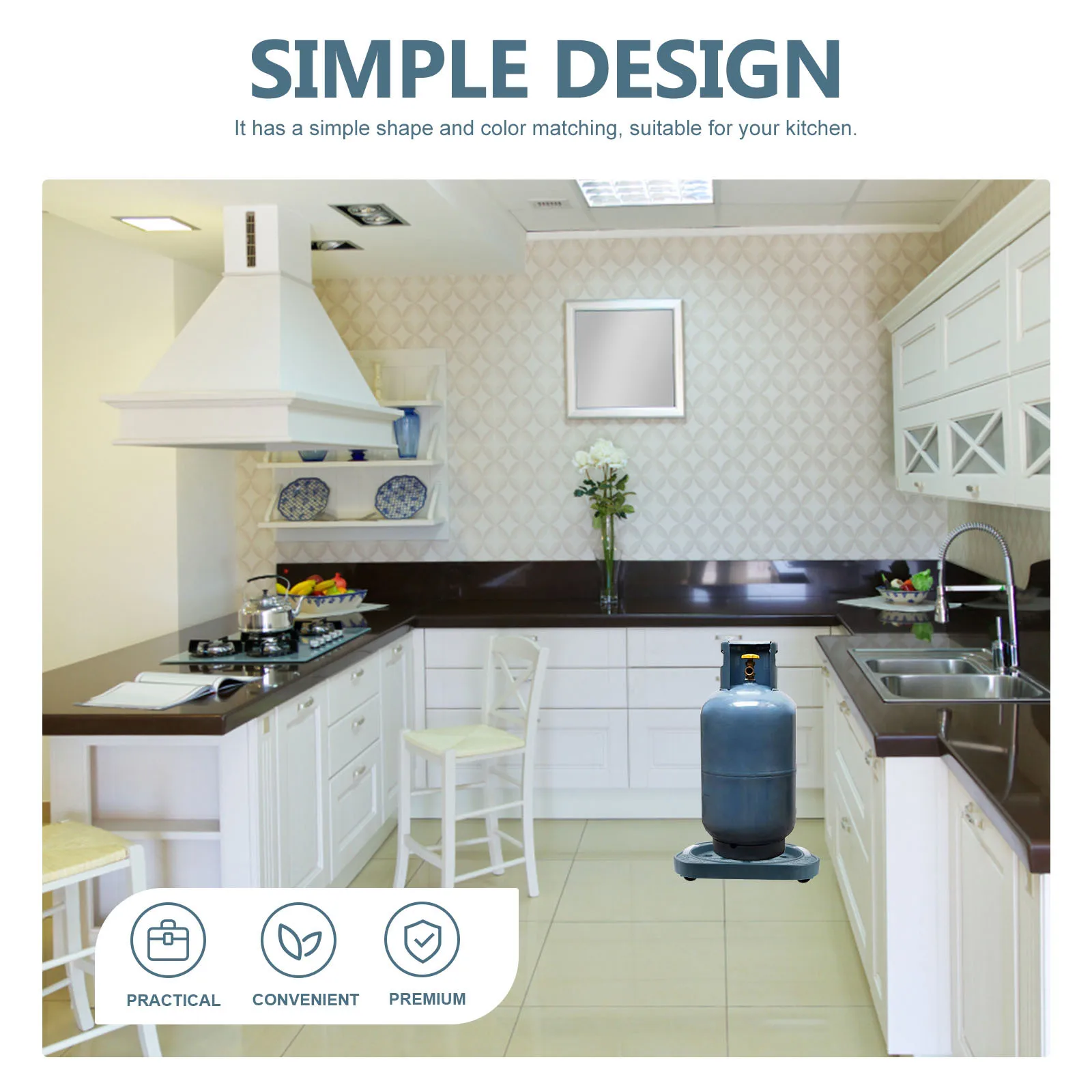 

1pc Gas Tank Base Tray Round Movable Holder With Universal Wheels For Kitchen Restaurant Storage Supply Can Pallet