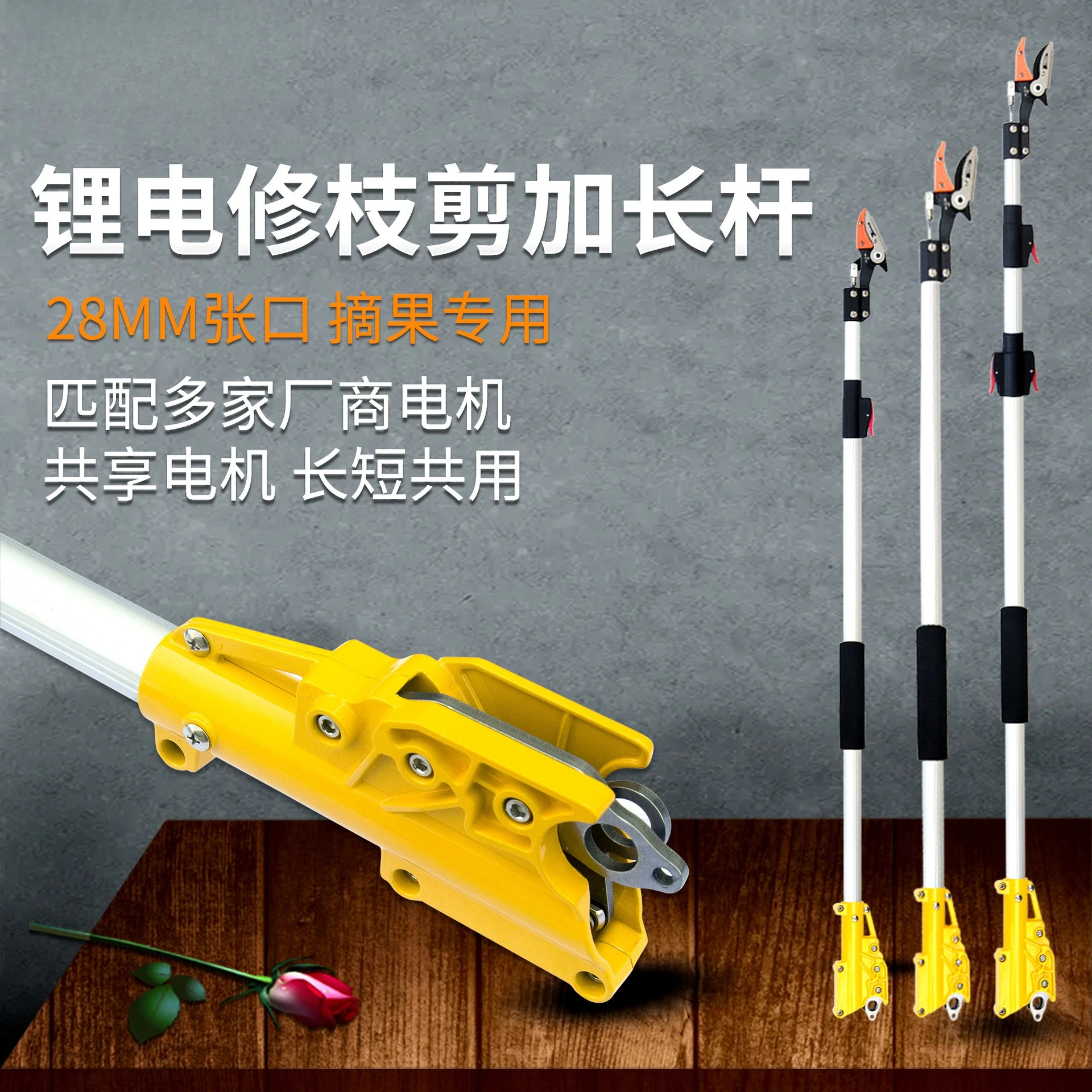 Telescopic Long Reach Fruit Picker Pole, High Branch Harvester for Litchi Tree Garden Orchard