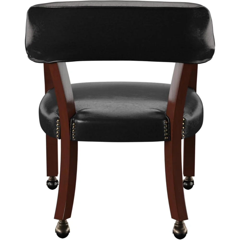 Kursi Makan Lengan Turnamen Furnitur dengan Kastor, Berlapis dengan Trim Nailhead, untuk Ruang Tamu, Ruang Makan