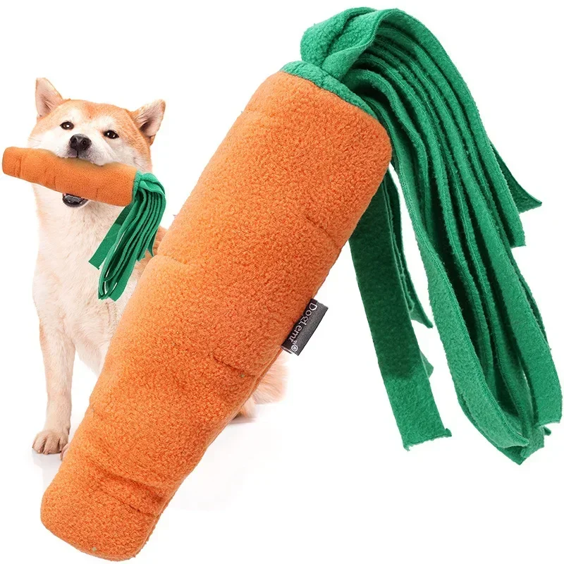 

Dog Sniffing Toys for Small Dog Carrot Shape Squeaky Interactive Snuffle Training Food Slow Feeder Pet Nosework Toy Pet Supplies