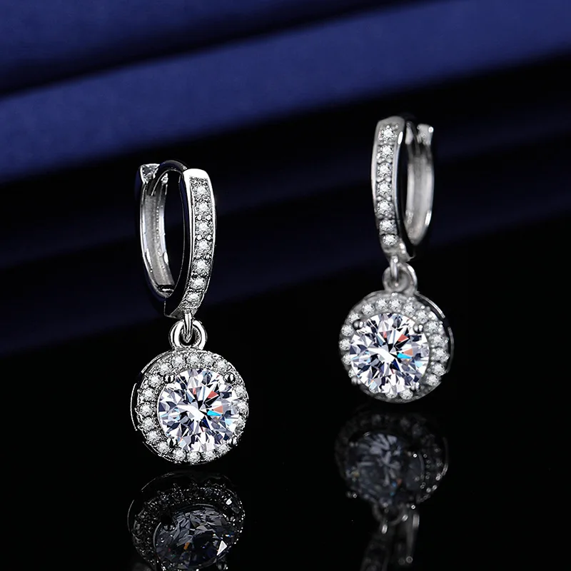 NEW 100% D VVS1 Pass Diamond Tester Pen Moissanite Stud 925 Sterling Silver Earrings For Women 2 GRA Certificates Moissanite