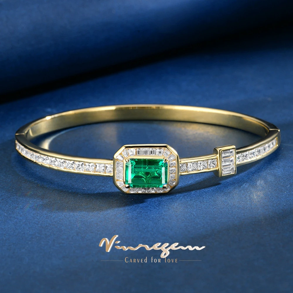 

Vinregem Sparkling 7*10 MM Emerald Sapphire Ruby Gemstone Vintage Bracelets 925 Sterling Silver Fine Jewelry Anniversary Gifts
