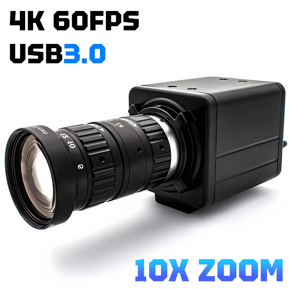 

4K USB3.0 Camera 8MP 60FPS IMX678 CMOS Industrial Camera With 10X Zoom Varifocal Lens Plug Play UVC Protocol Support Video Live