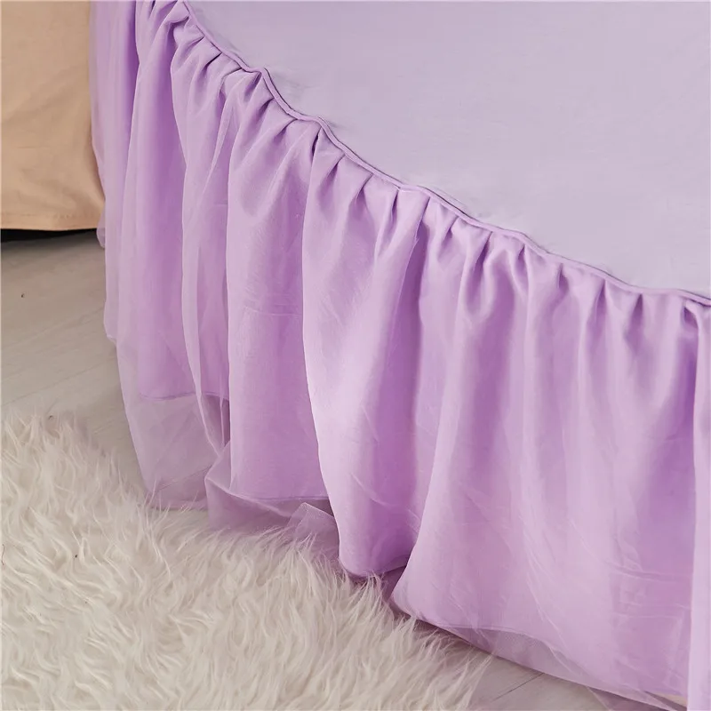 Cotton Round Bed Skirt Set for Home, Circle Sheet, Ruffles, Lace Bed Set, Customizable Size, 14 Colors Options, 1 Pc, 3Pcs