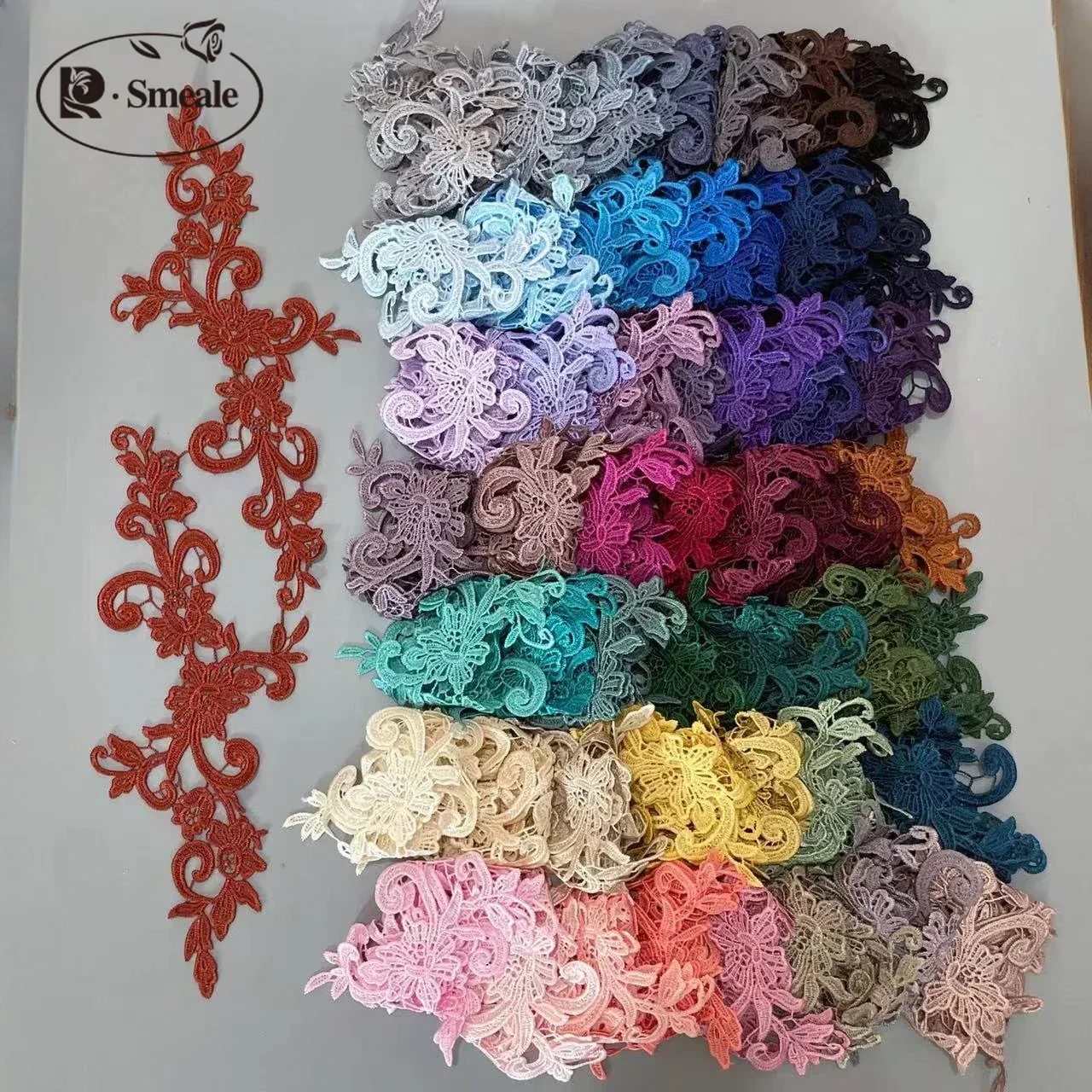 Handgenähte wasserlösliche Spitzenstickerei-Brautkleider im europäischen Stil, Bildapplikation, handgefertigte DIY-Bekleidungszubehör
