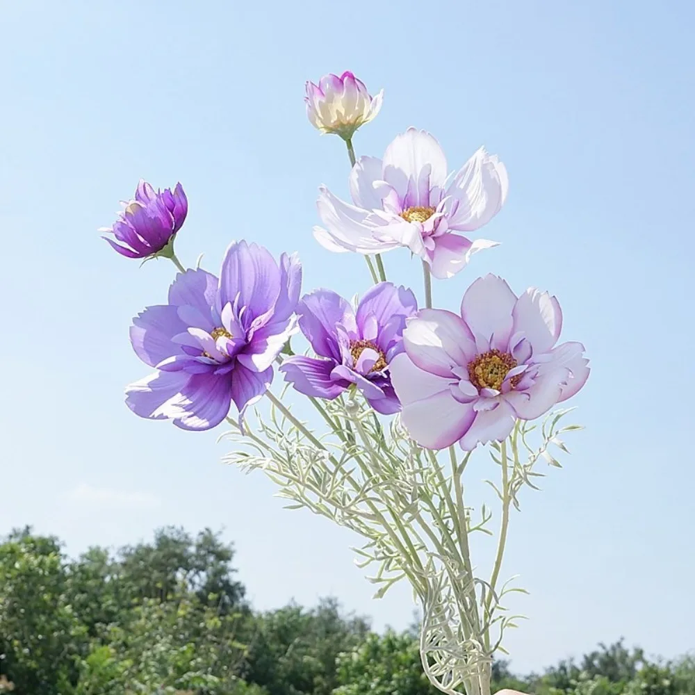 Luxury Artificial Cosmos Flower Branch Realistic Plastic Simulation Chrysanthemum Elegant Handmade Fake Flower