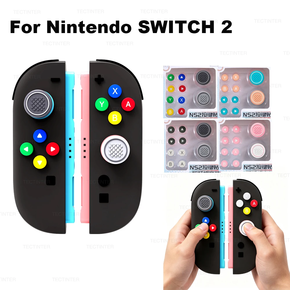 Thumbstick Button Grips Caps Set for Nintendo Switch 2 Joystick Controller Silicone Cap+Button Caps For Switch OLED Accessories