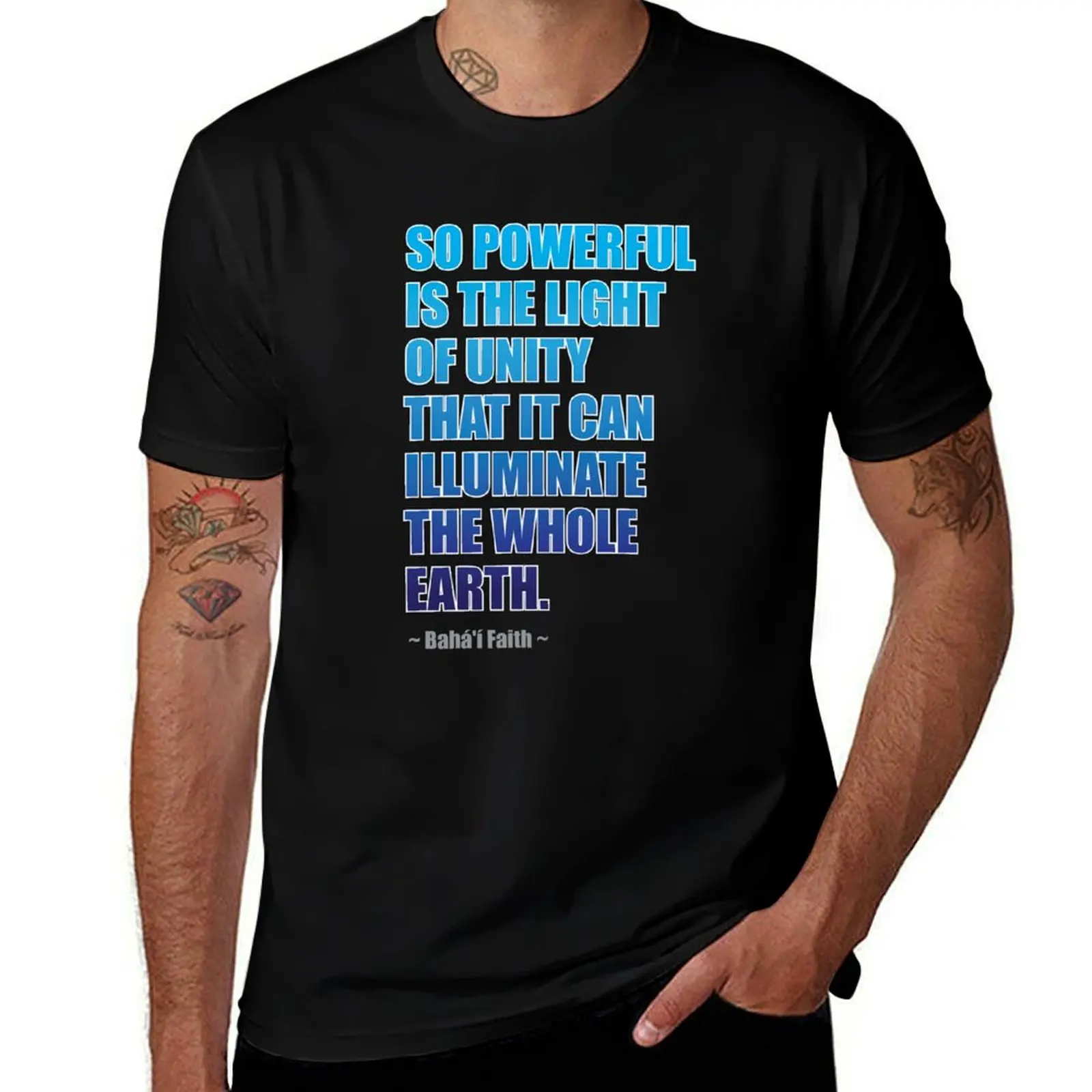 La Lumière de l'Unité est si puissante - T-shirt de la foi bahaïe, respirant, à manches courtes, pour l'entraînement.