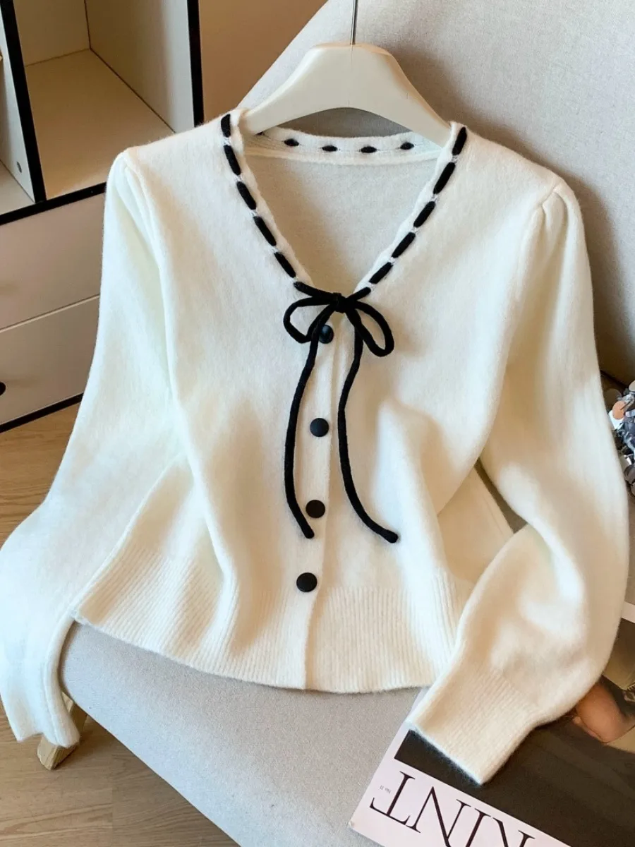 

Knot Belted V-Ne Knitted Open Cardigan Women's Soft Cozy Sweater Jaet Korean Sle Slim Fit Long Sve Button ...